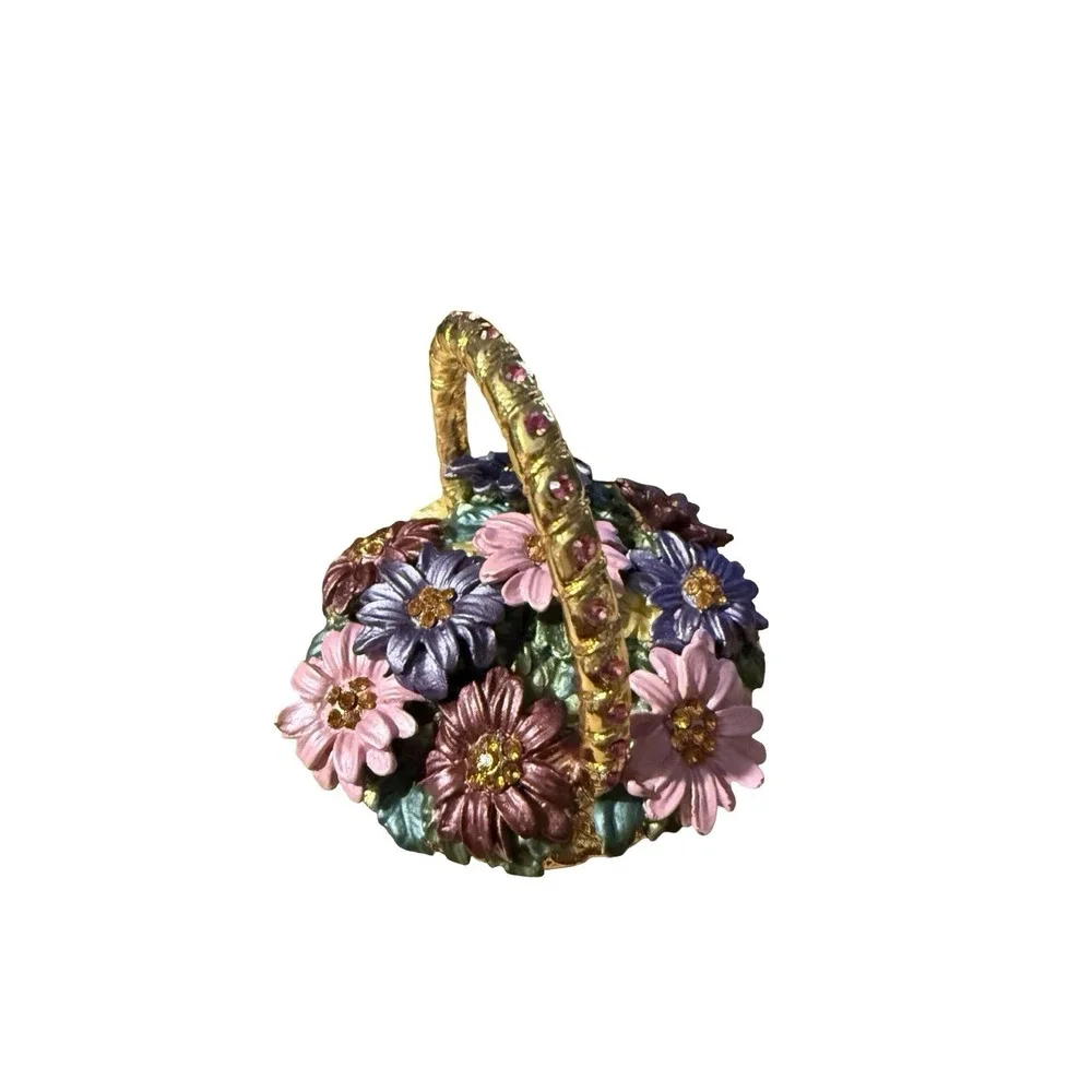 DEPARTMENT 56 BEJEWELED COLLECTION JEWELED Flower Basket TRINKET BOX